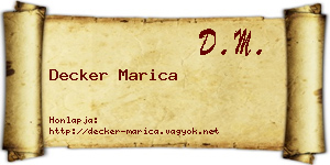 Decker Marica névjegykártya